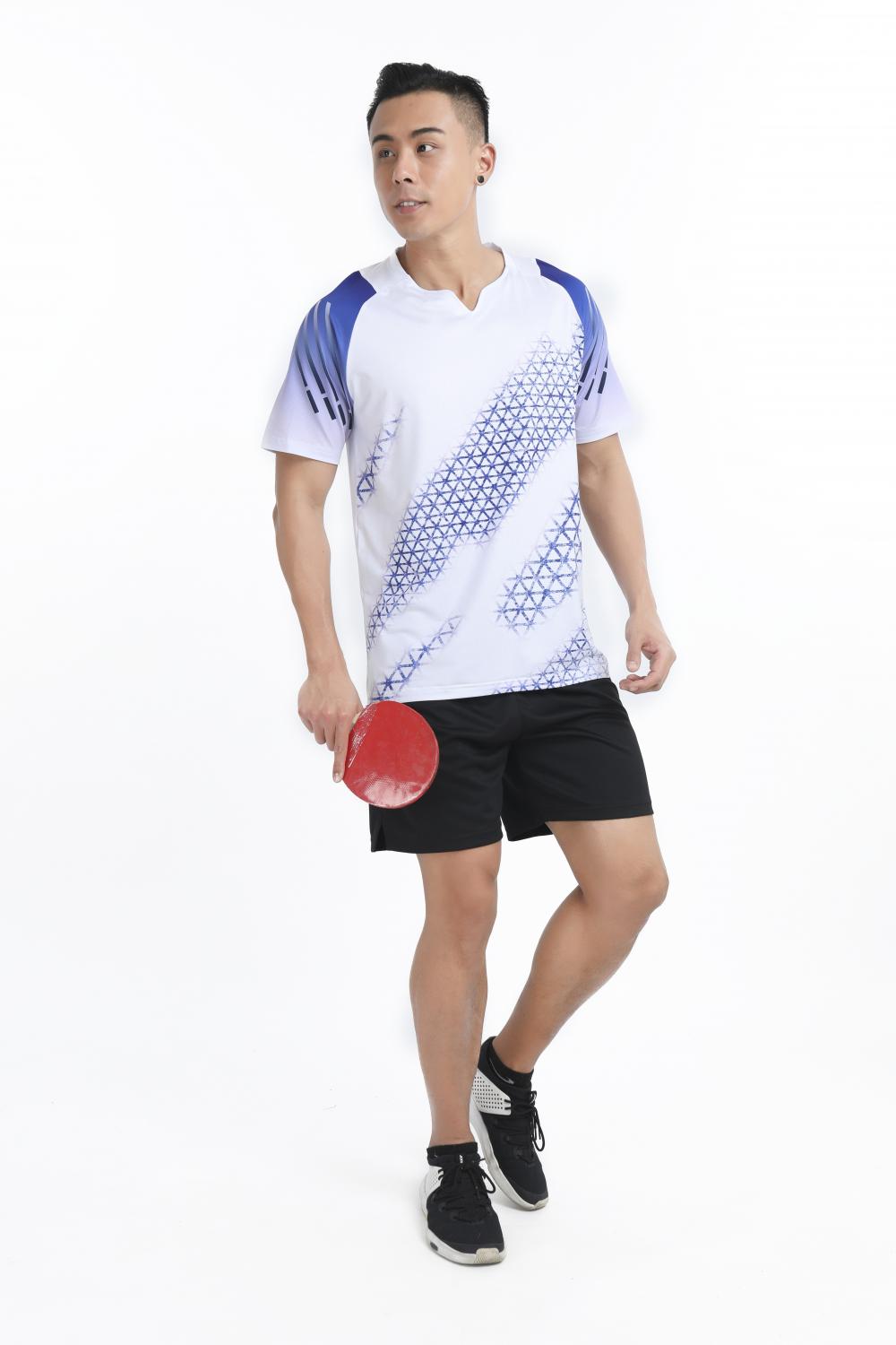 Polyester-spandex pinhole fabric V-neck outdoor sports short-sleeved top GB8-2903 men