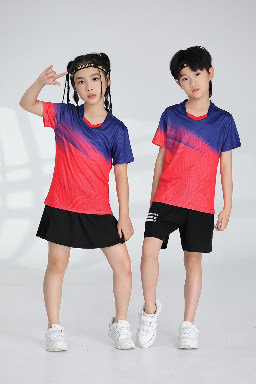 Sports quick-drying short-sleeved V-neck training suit badminton suit 120-1896 children