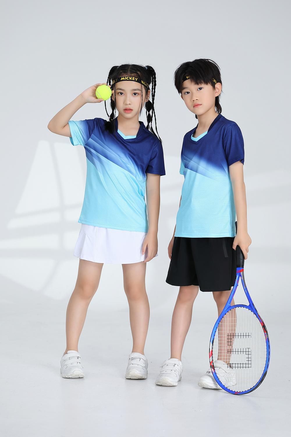 Sports quick-drying short-sleeved V-neck training suit badminton suit 120-1896 children