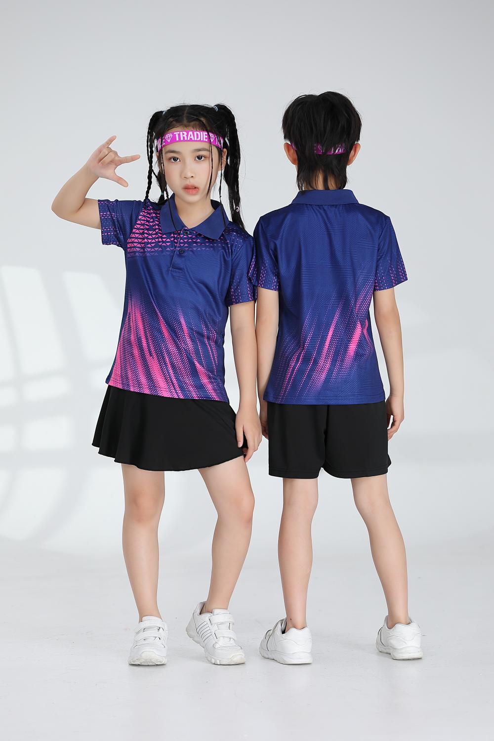 Short-sleeved lapel breathable quick-drying badminton suit 120-1897 children