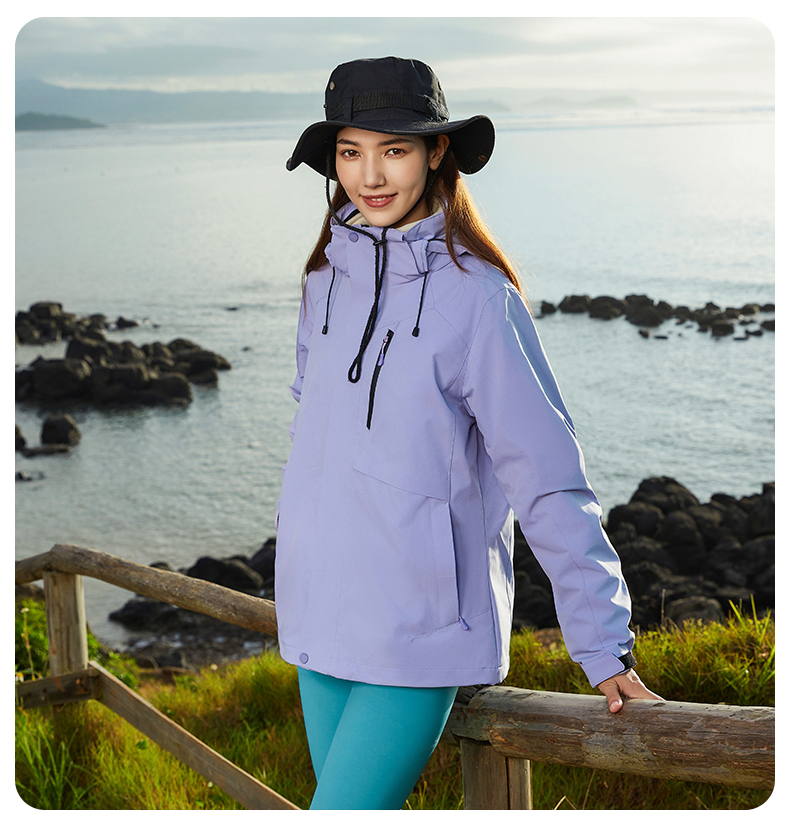 Warm and windproof polar fleece liner graphene three-in-one disassembly jacket KP1-79816 women