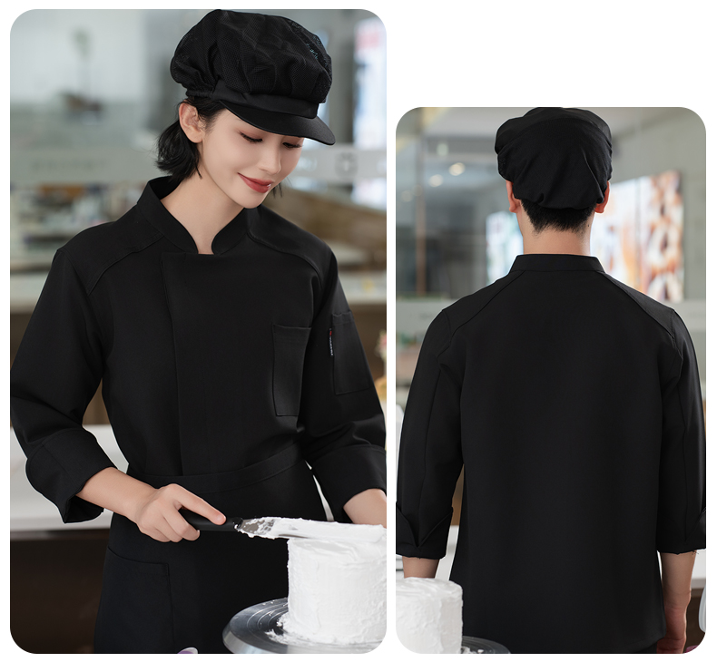 Elastic solid color long-sleeved chef uniform H20-C24-5072