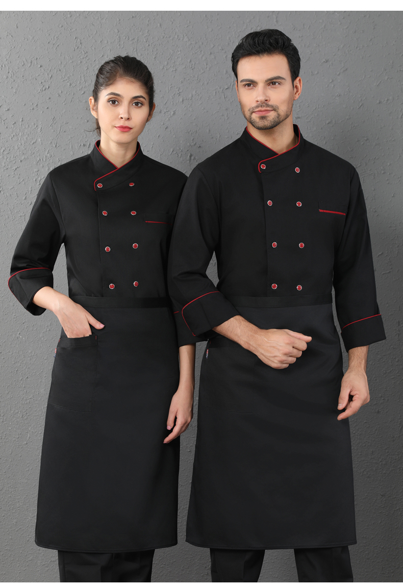 Hemmed long-sleeved chef top H12-C0202010