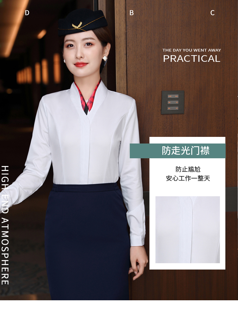 Stewardess professional slim temperament commuter shirt DL1-6108 long-sleeved shirt female (including scarf)