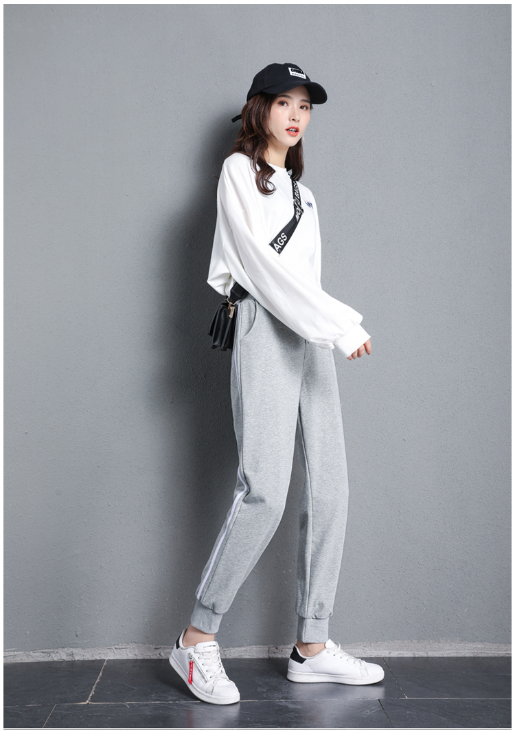 Thin side stripe loose sports casual trousers for women G32-842