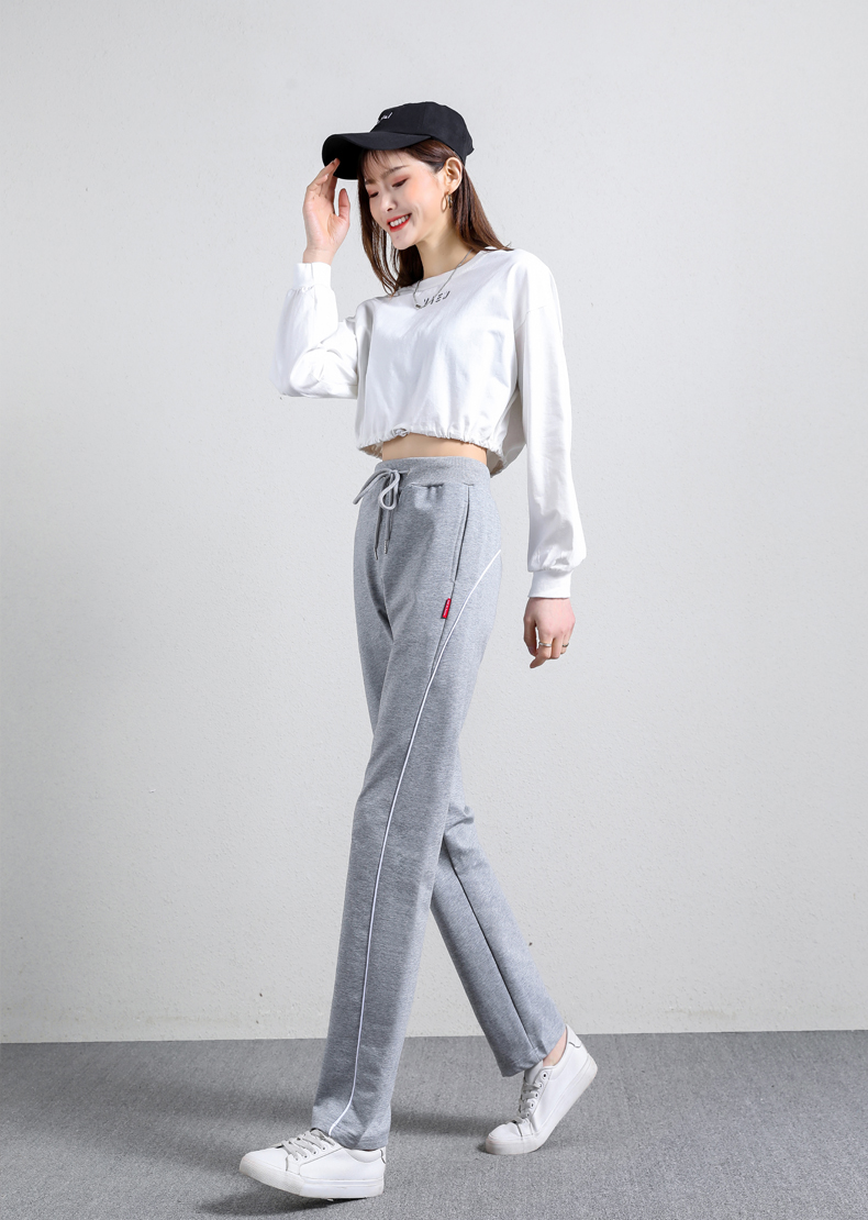 Straight striped loose sports casual trousers for women G32-908