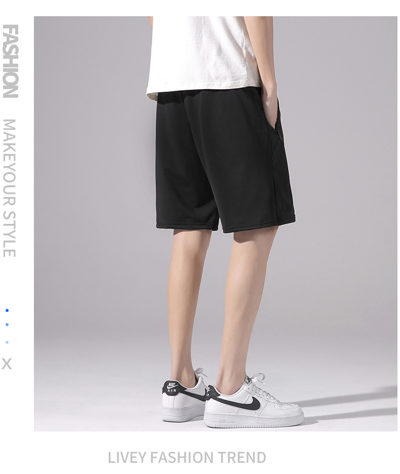 Quick-drying elastic pocket zipper drawstring sports shorts KD2-RZ021