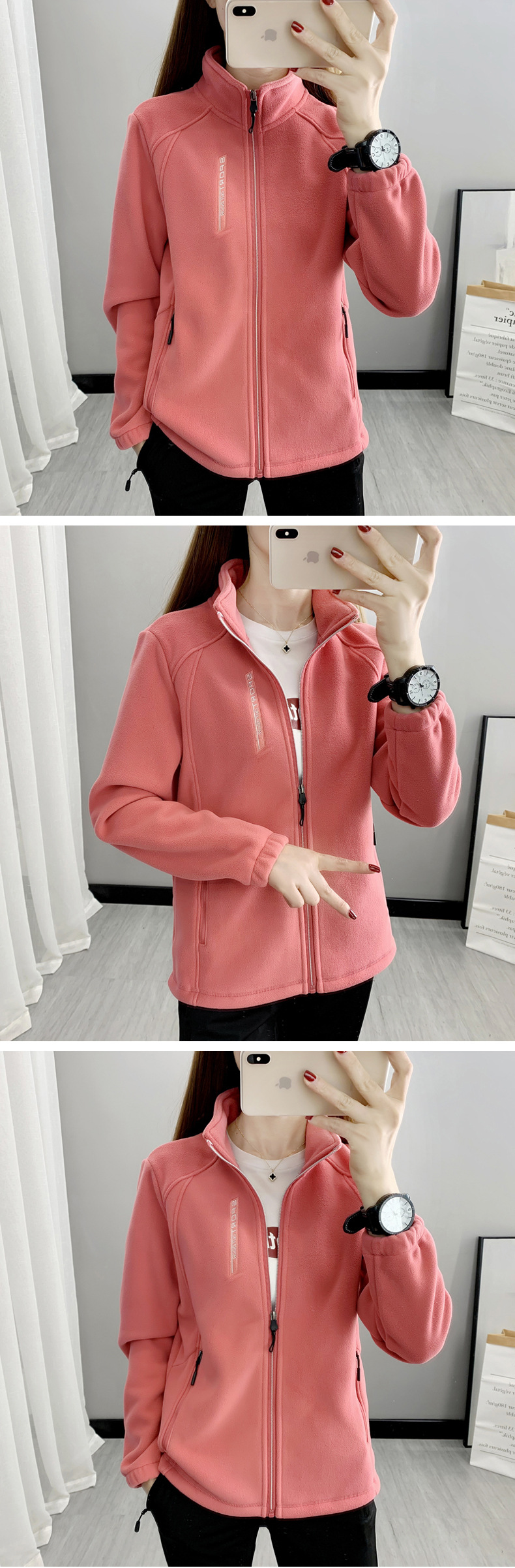 330g autumn and winter warm fleece jacket couple model KG2-669 female model