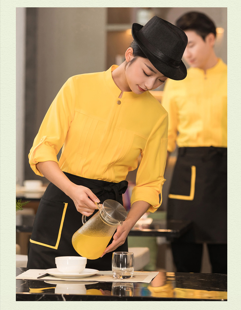 Banu style waiter work clothes long-sleeved top + apron H01-2023-38