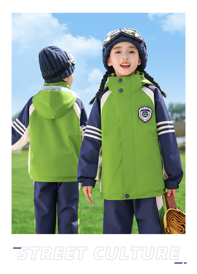 Sports style warm jacket three-in-one school uniform suit two-piece suit 737-8124 two-piece suit