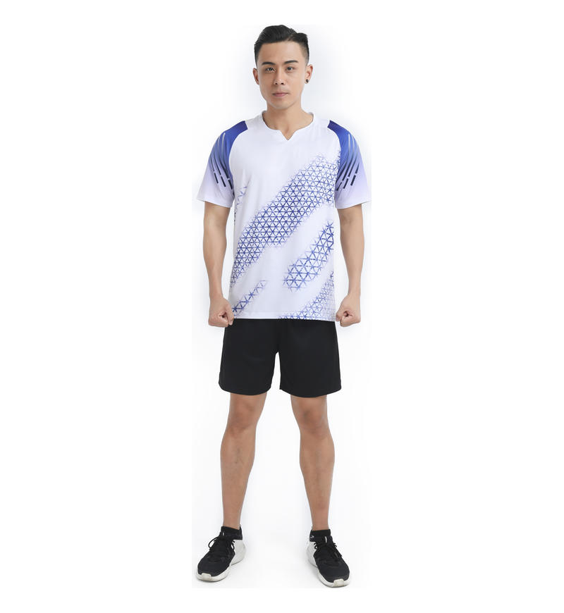 Polyester-spandex pinhole fabric V-neck outdoor sports short-sleeved top GB8-2903 men