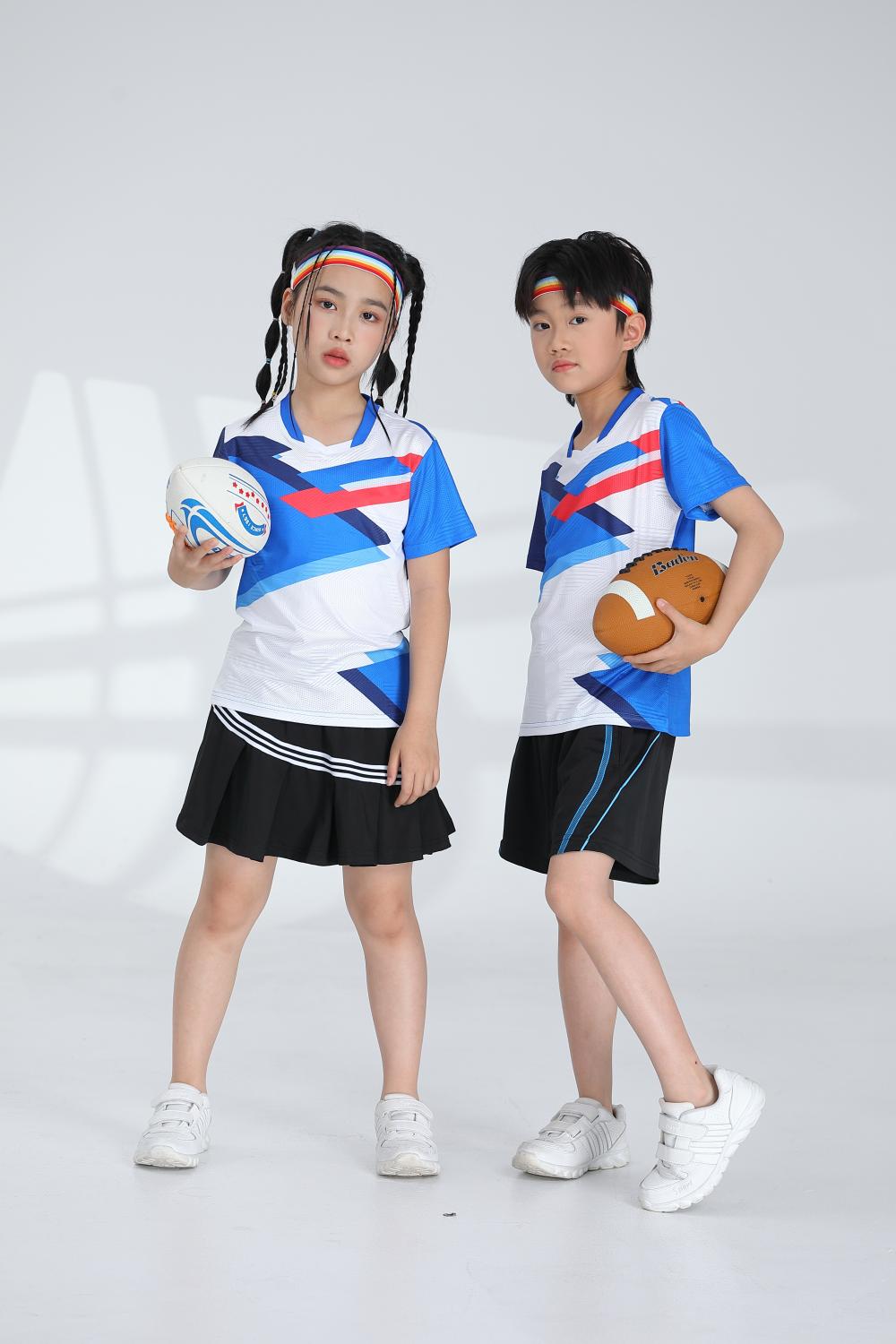 Polyester-spandex jacquard sports quick-drying training suit badminton suit 120-1895 children