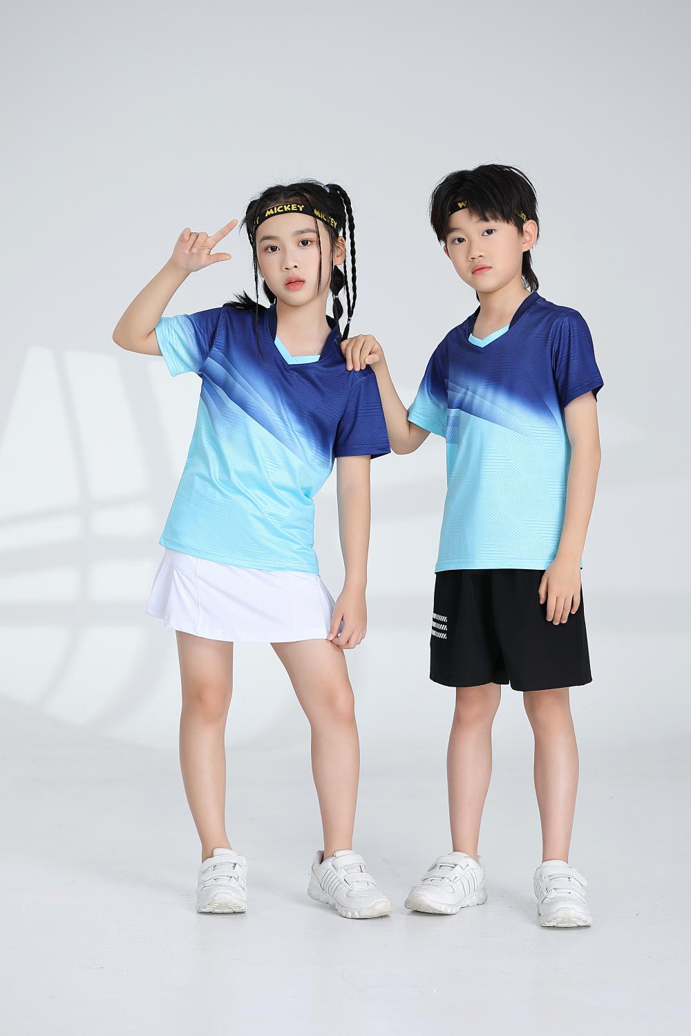 Sports quick-drying short-sleeved V-neck training suit badminton suit 120-1896 children