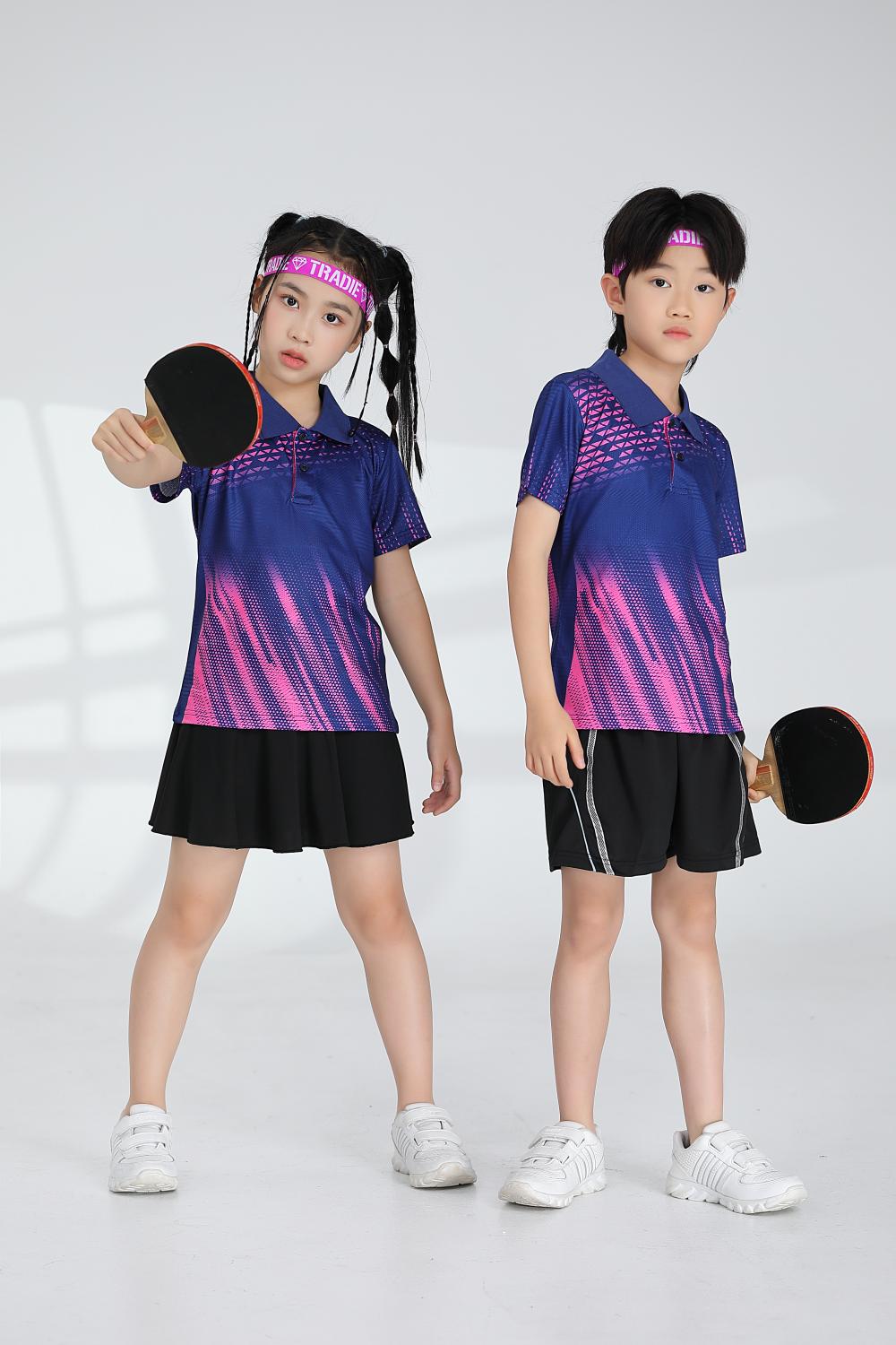 Short-sleeved lapel breathable quick-drying badminton suit 120-1897 children