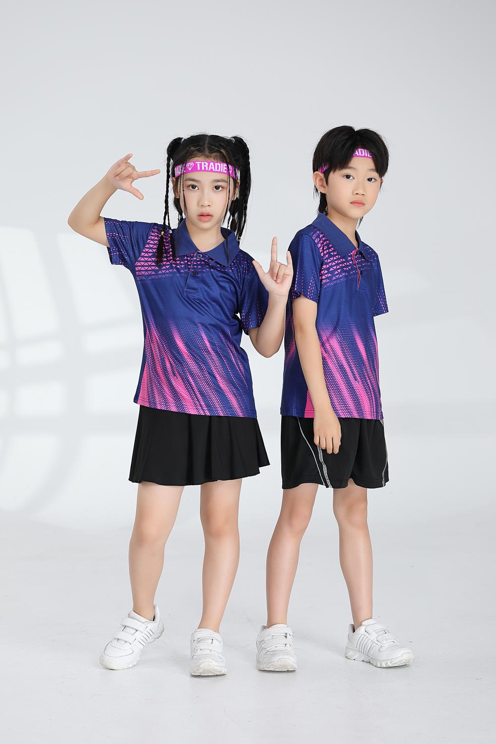 Short-sleeved lapel breathable quick-drying badminton suit 120-1897 children