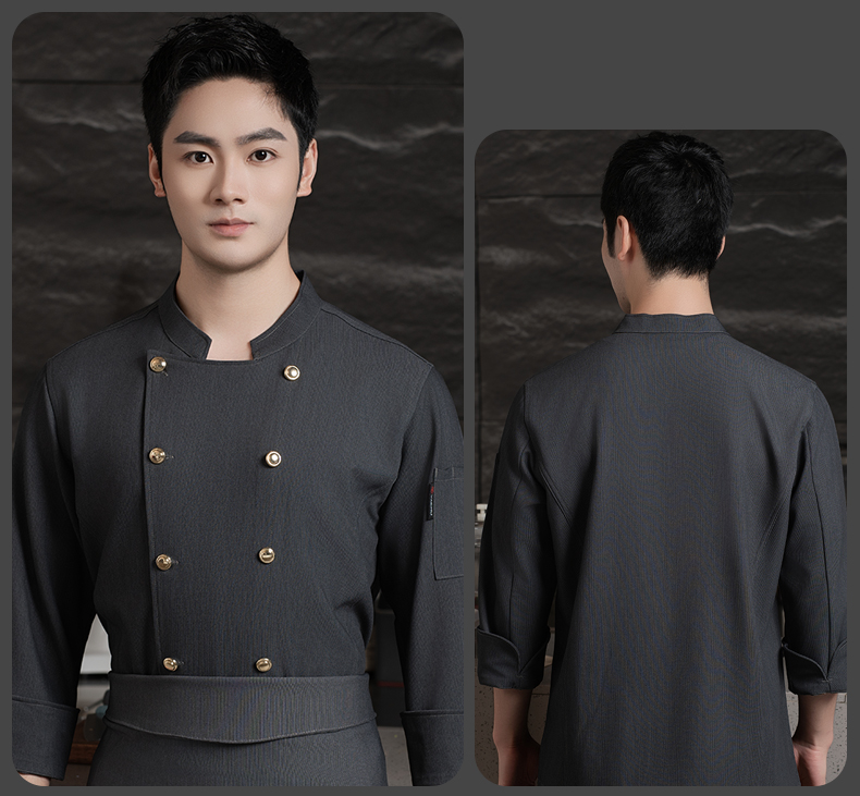 Double-breasted gold-buttoned long-sleeved chef uniform H20-C24-5078