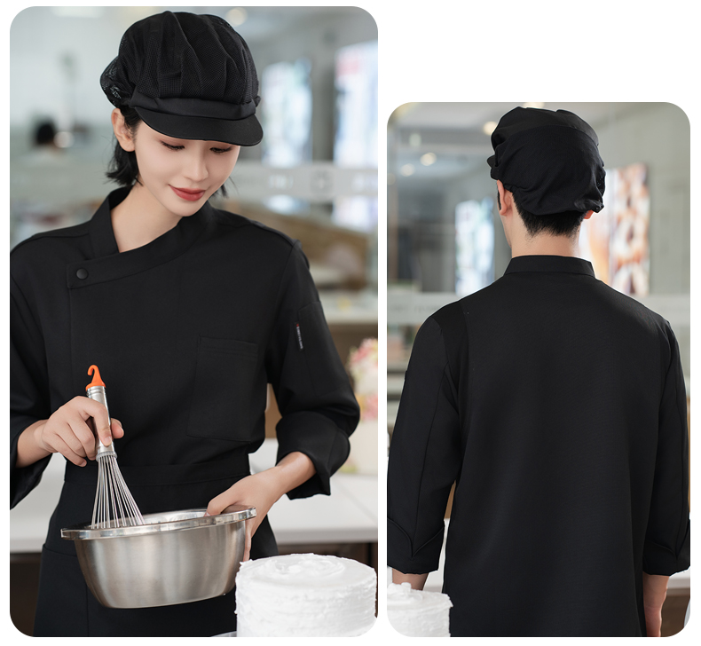 New style oblique collar one button long sleeve chef uniform H20-C24-5077