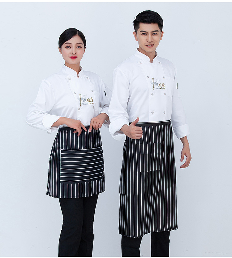 Polyester Chinese kitchen back kitchen Chinese restaurant long sleeve chef uniform top H03-C0202059