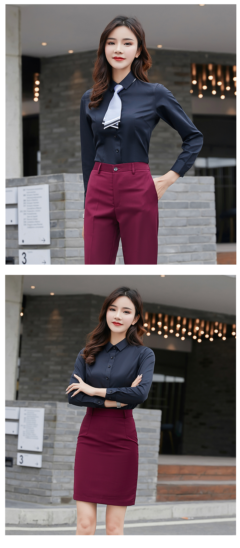 Business small collar long sleeve shirt female 180-999 female long sleeve