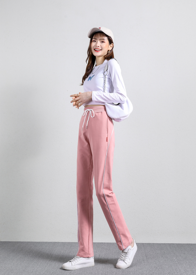 Straight striped loose sports casual trousers for women G32-908