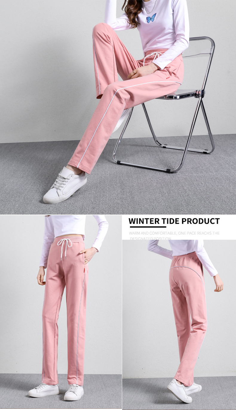 Straight striped loose sports casual trousers for women G32-908