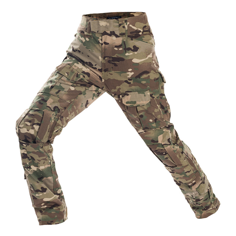 Outdoor camouflage knee-pad trousers men trousers training suit general style H24-291115