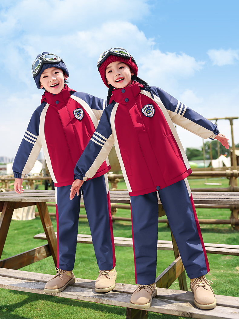 Sports style warm jacket three-in-one school uniform suit two-piece suit 737-8124 two-piece suit