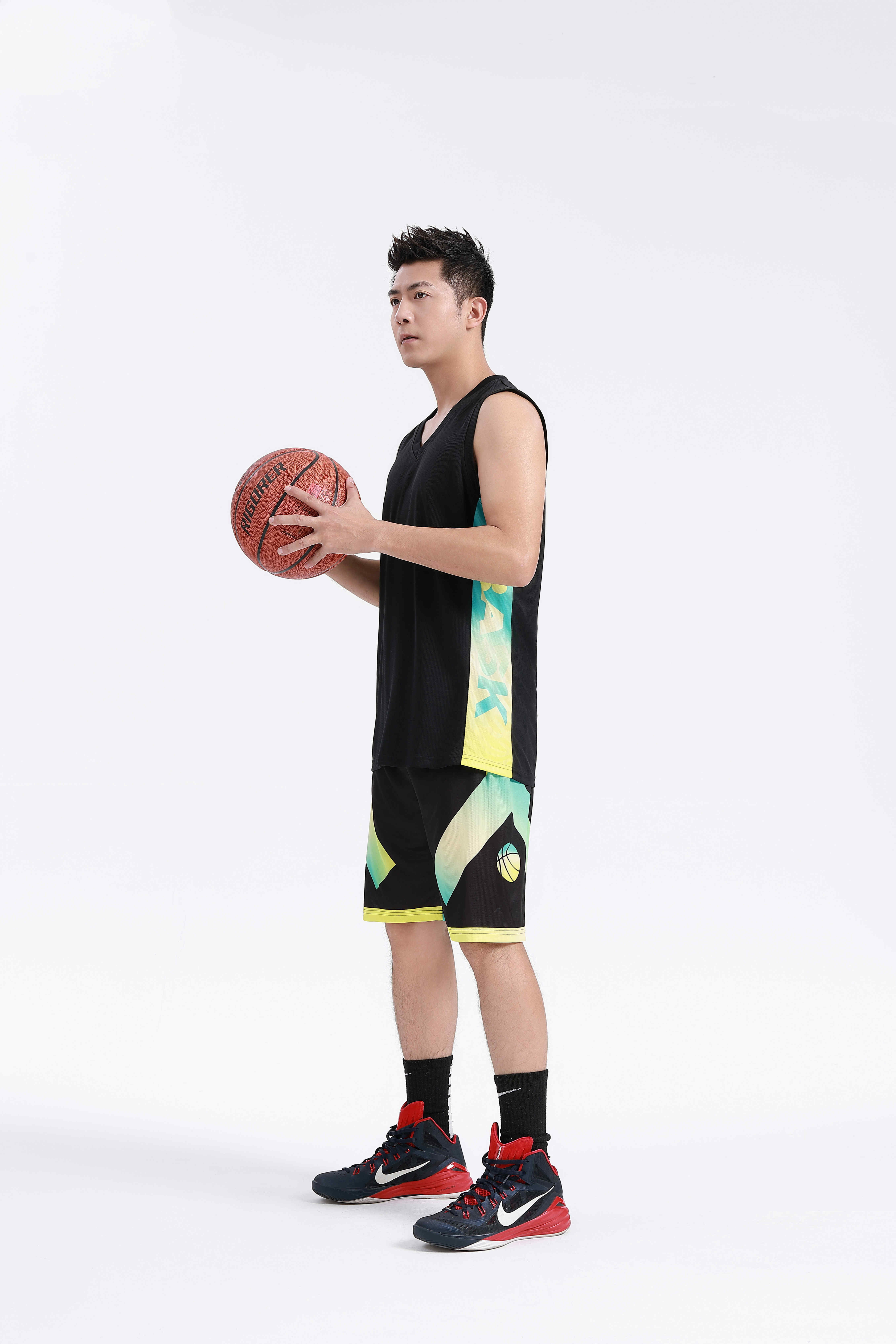 Side printed letters basketball uniform suit adult GY6-8450