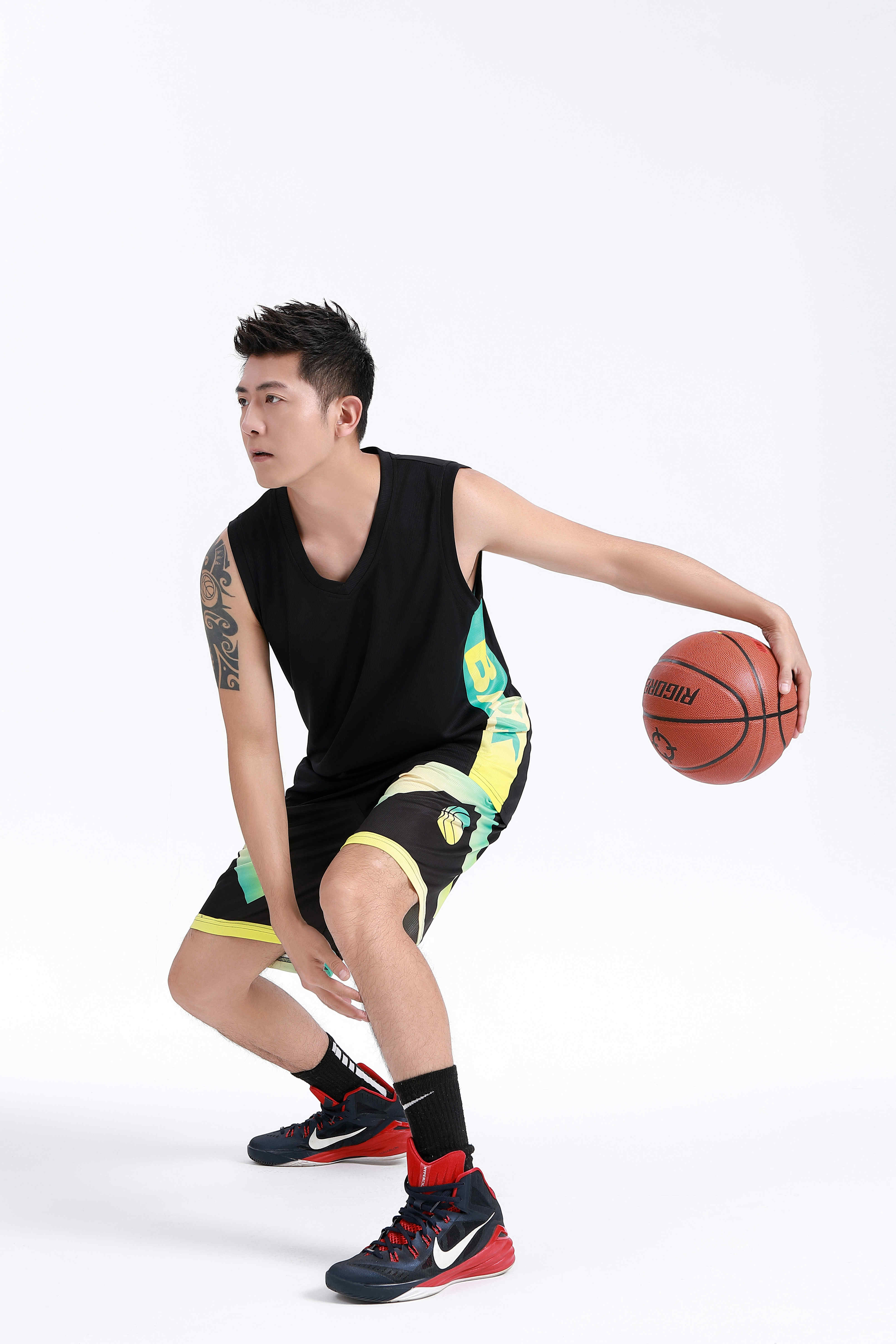 Side printed letters basketball uniform suit adult GY6-8450