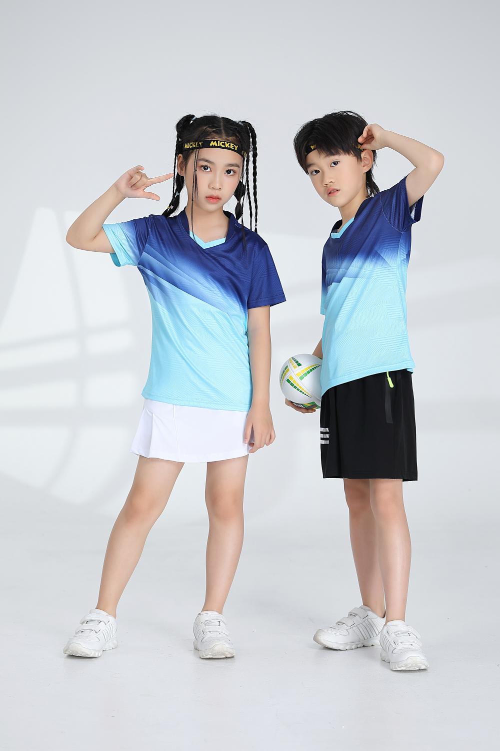 Sports quick-drying short-sleeved V-neck training suit badminton suit 120-1896 children