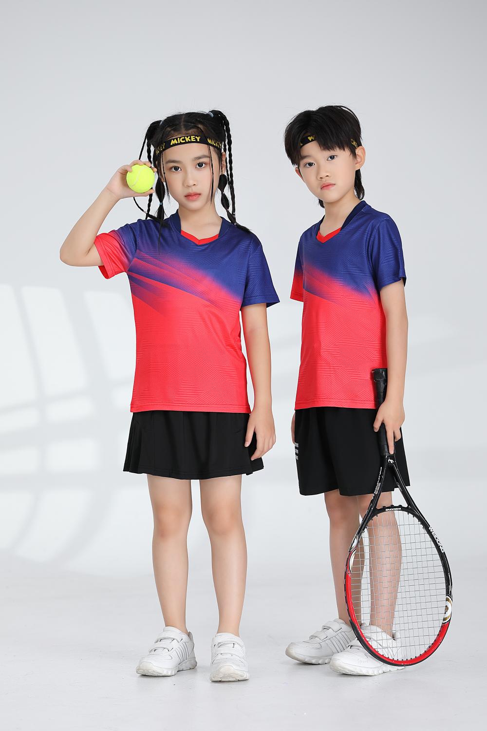 Sports quick-drying short-sleeved V-neck training suit badminton suit 120-1896 children