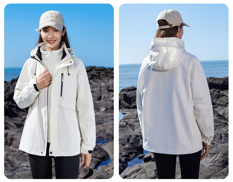 Warm and windproof polar fleece liner graphene three-in-one disassembly jacket KP1-79816 women