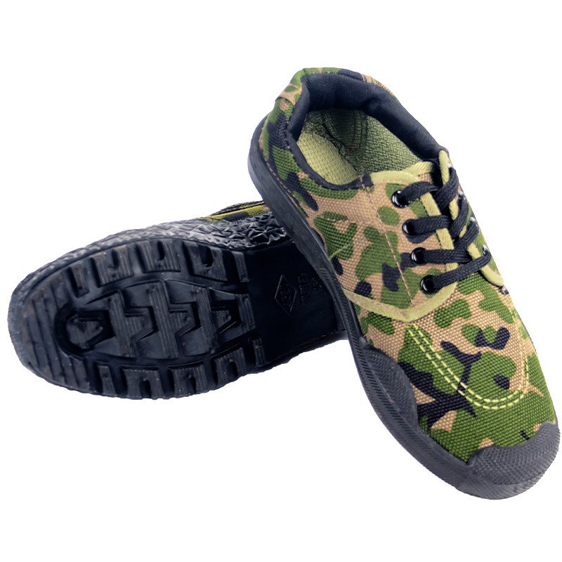 Student military training low-top camouflage wear-resistant breathable canvas rubber shoes camouflage shoes H24-2023020101