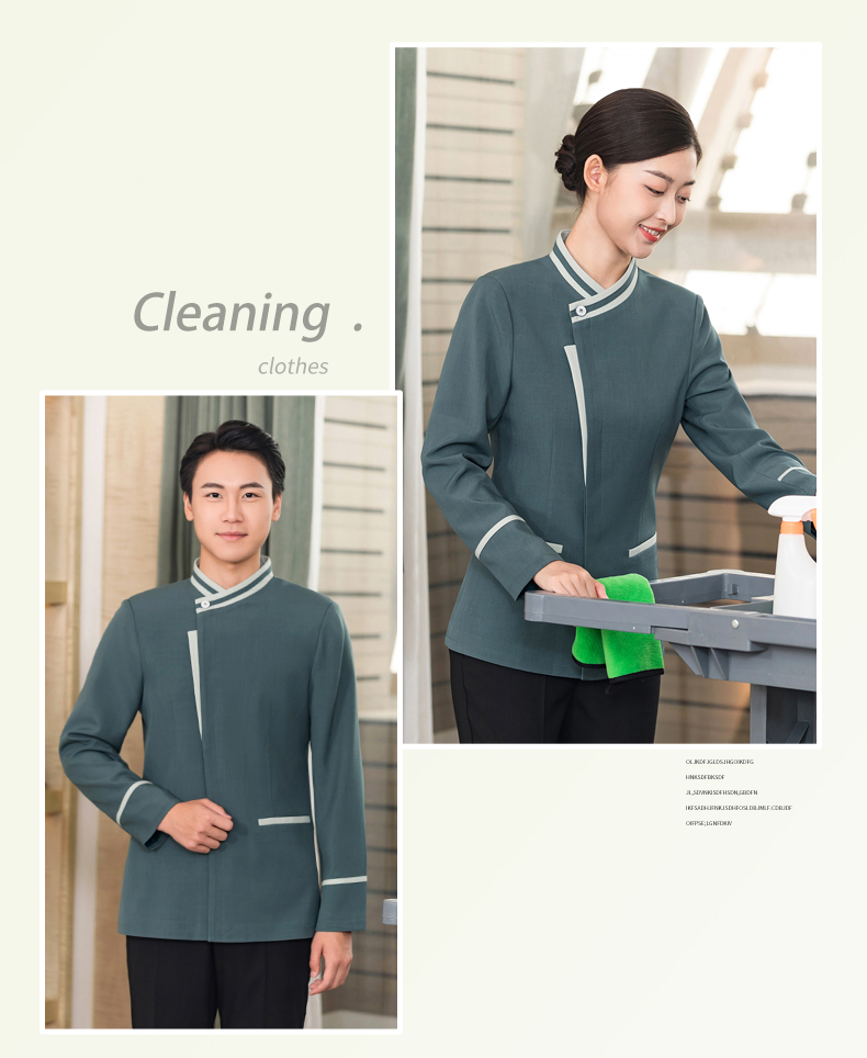 Slant collar double stripe cleaning clothes work clothes H01-2023-42