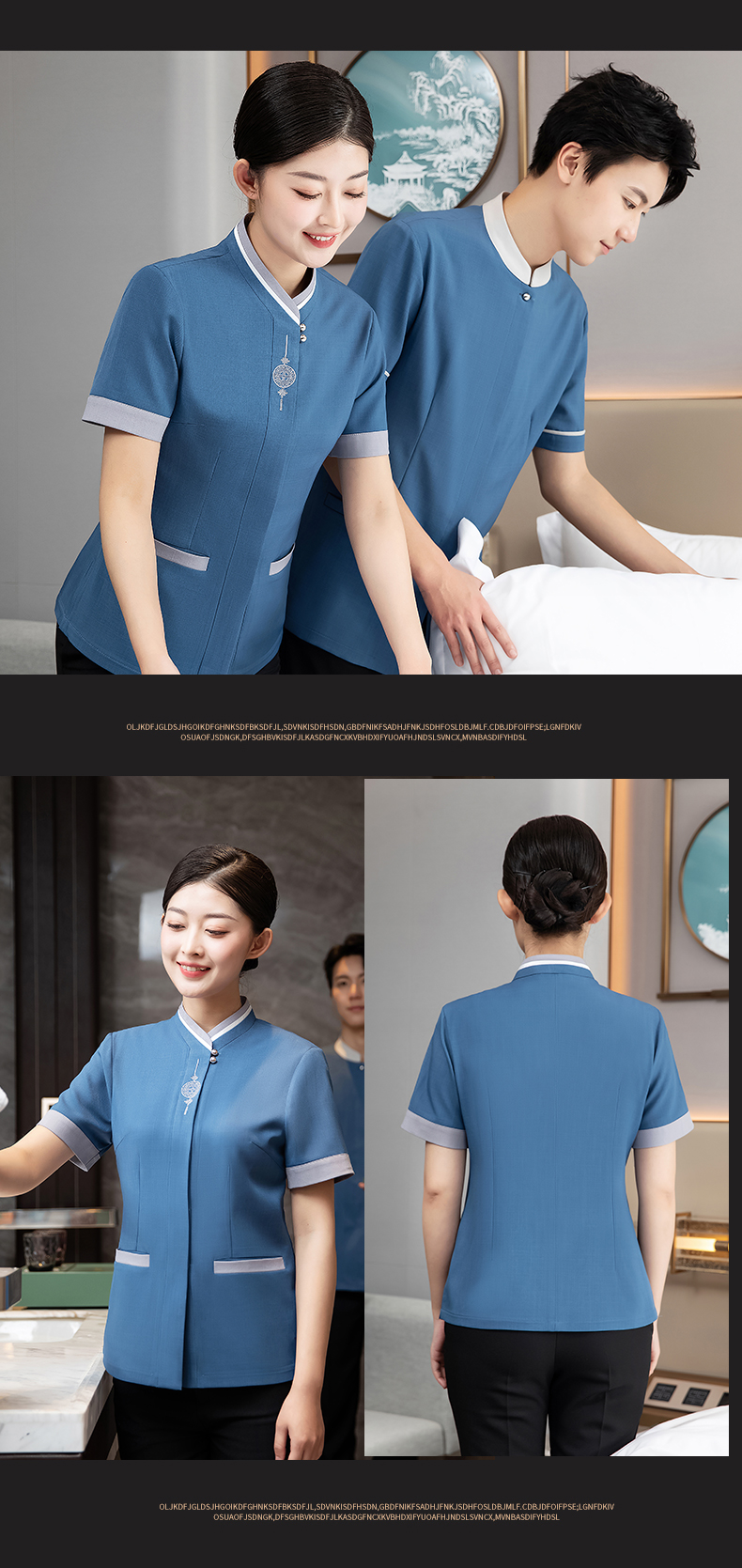 Hotel room short-sleeved cleaning shirt H27-Chinese knot men