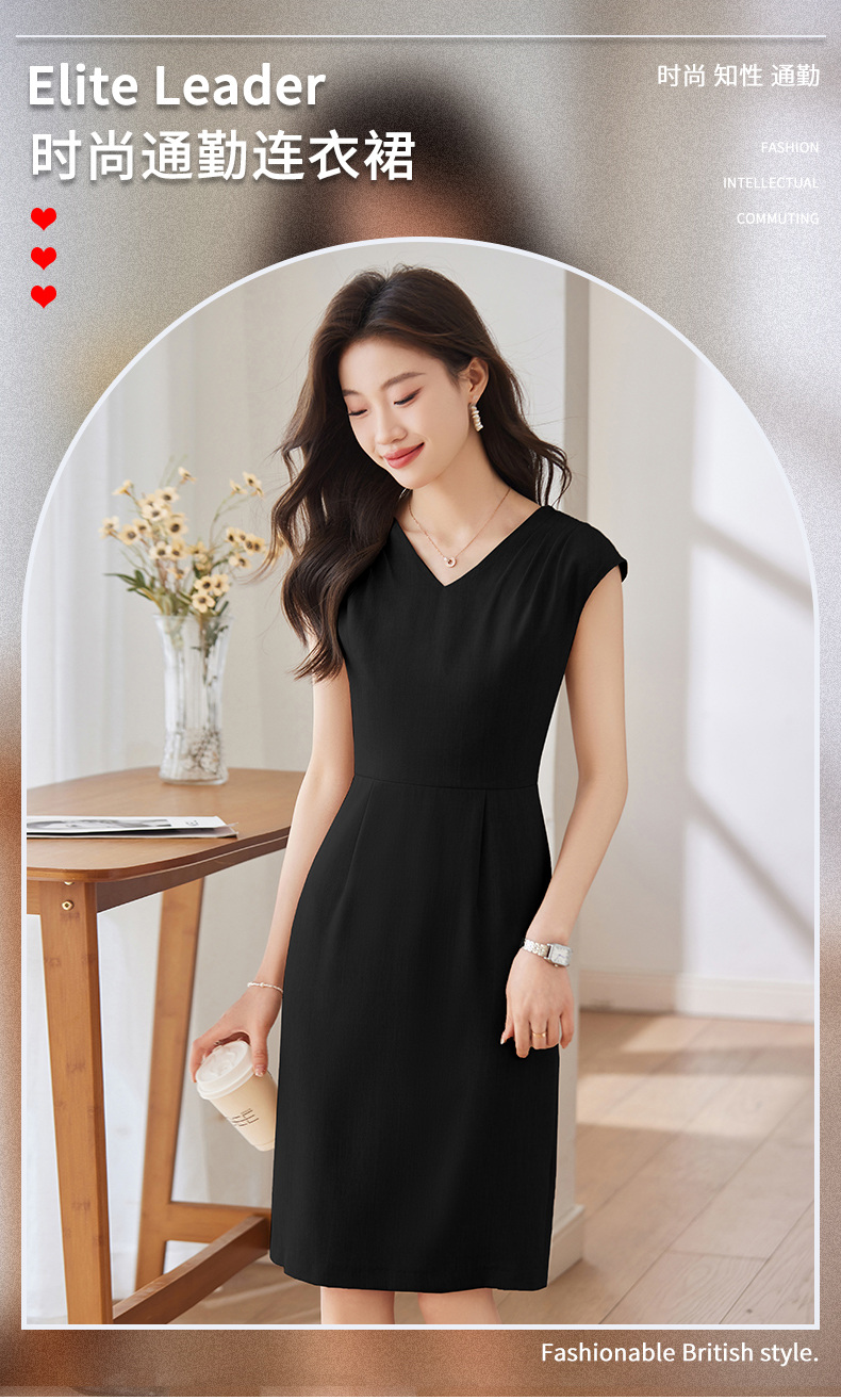 Pleated design soft and comfortable slim fit fashionable commuter dress DB1-209