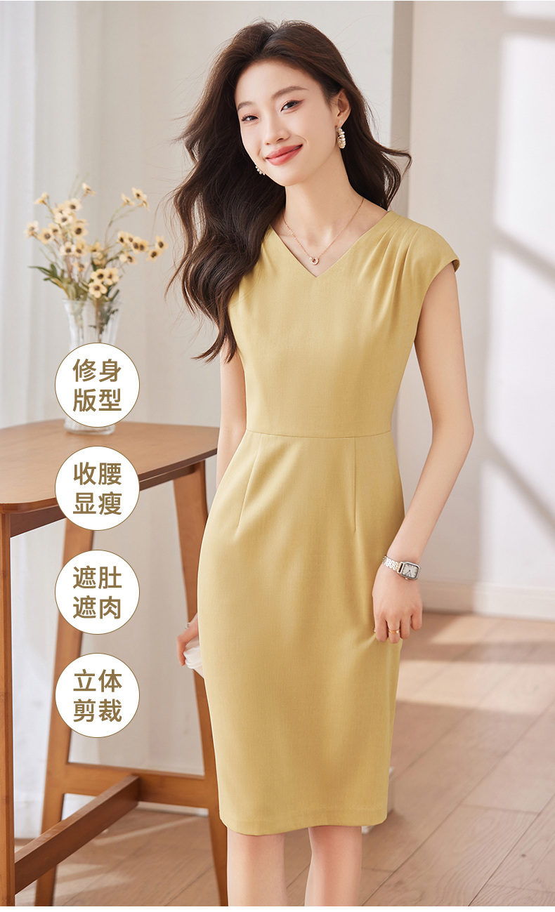 Pleated design soft and comfortable slim fit fashionable commuter dress DB1-209