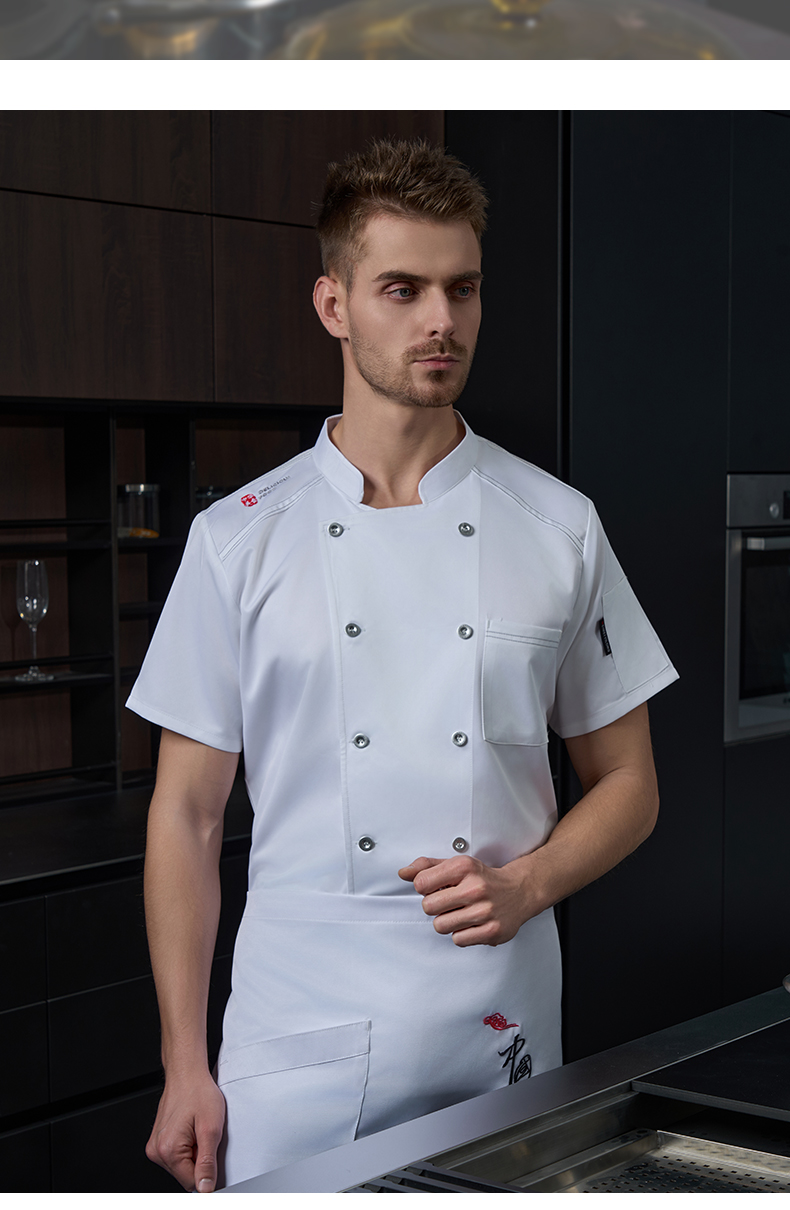 Chinese food imitation wool short-sleeved chef uniform H20-D24-5057Z