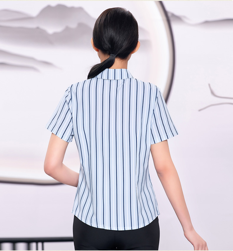 Comfortable three-dimensional fine color stripe waiter work clothes top + apron men H19-pinstripe shirt men