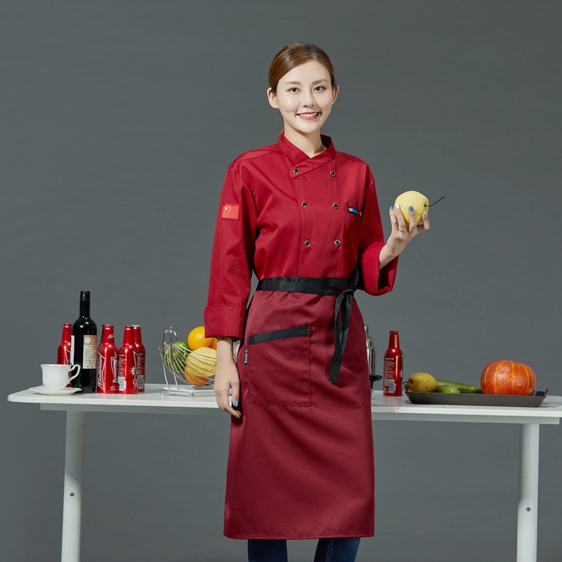 Double-breasted cross-collar restaurant long-sleeved chef uniform B05-2021 long sleeve