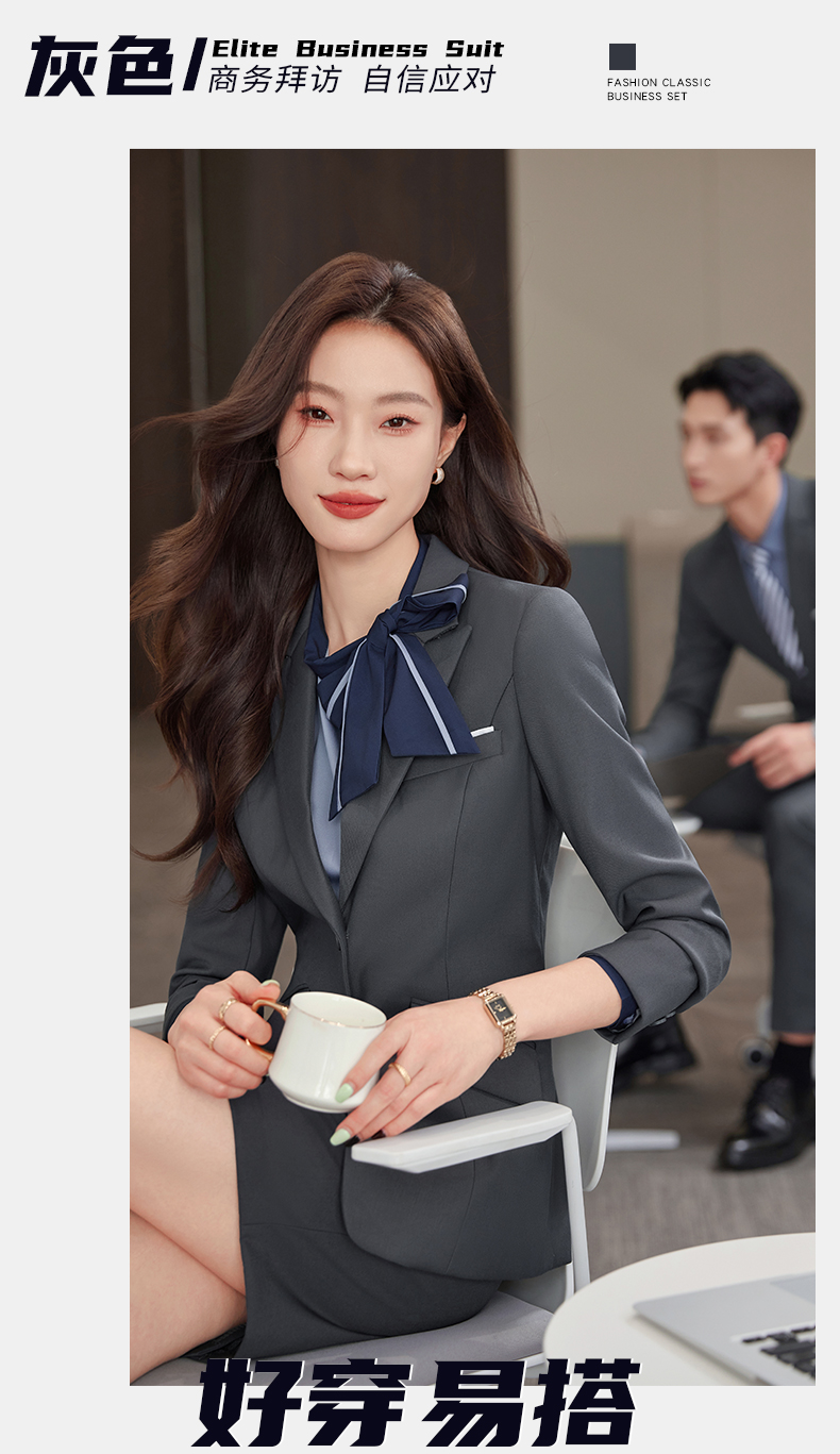 Professional business suit women double button thick serge suit jacket DY1-YR610 double button women jacket