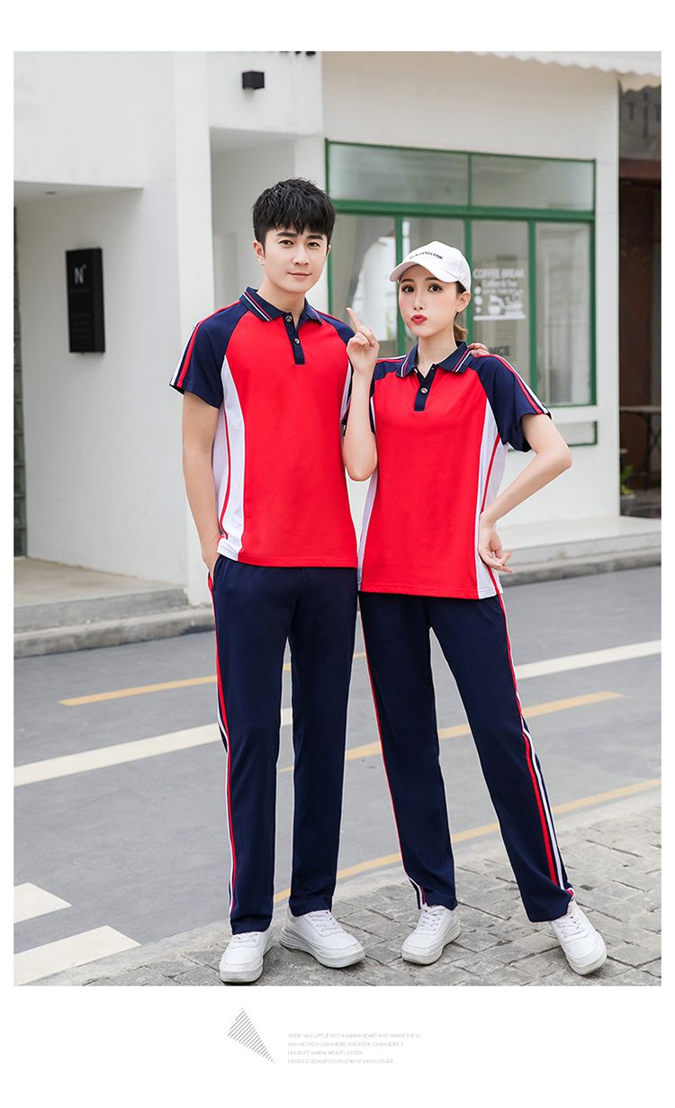 Primary and secondary school students sports style short-sleeved trousers school uniform suit KA-2080 parent-child outfit