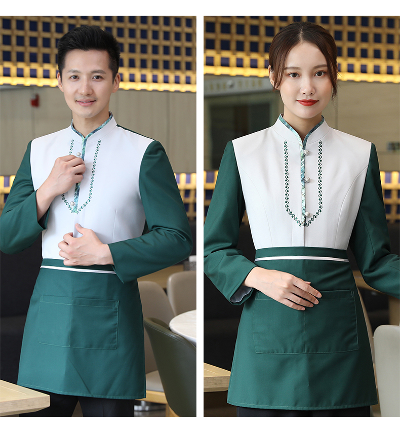 Double-winged long-sleeved waiter work clothes H02-21LY183-185