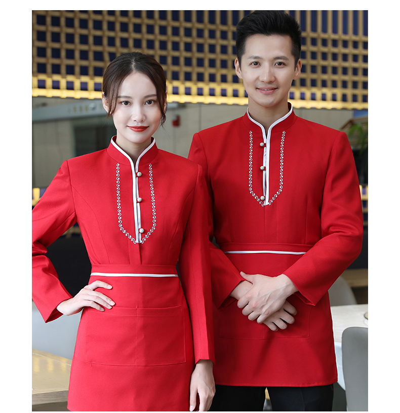 Double-winged long-sleeved waiter work clothes H02-21LY183-185