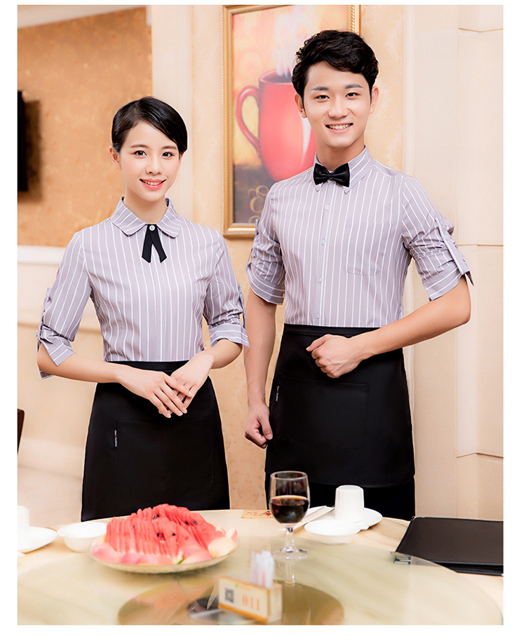 Hotel restaurant waiter shirt long-sleeved work clothes for men and women (including bow tie) H14-9903-9907 for men and women