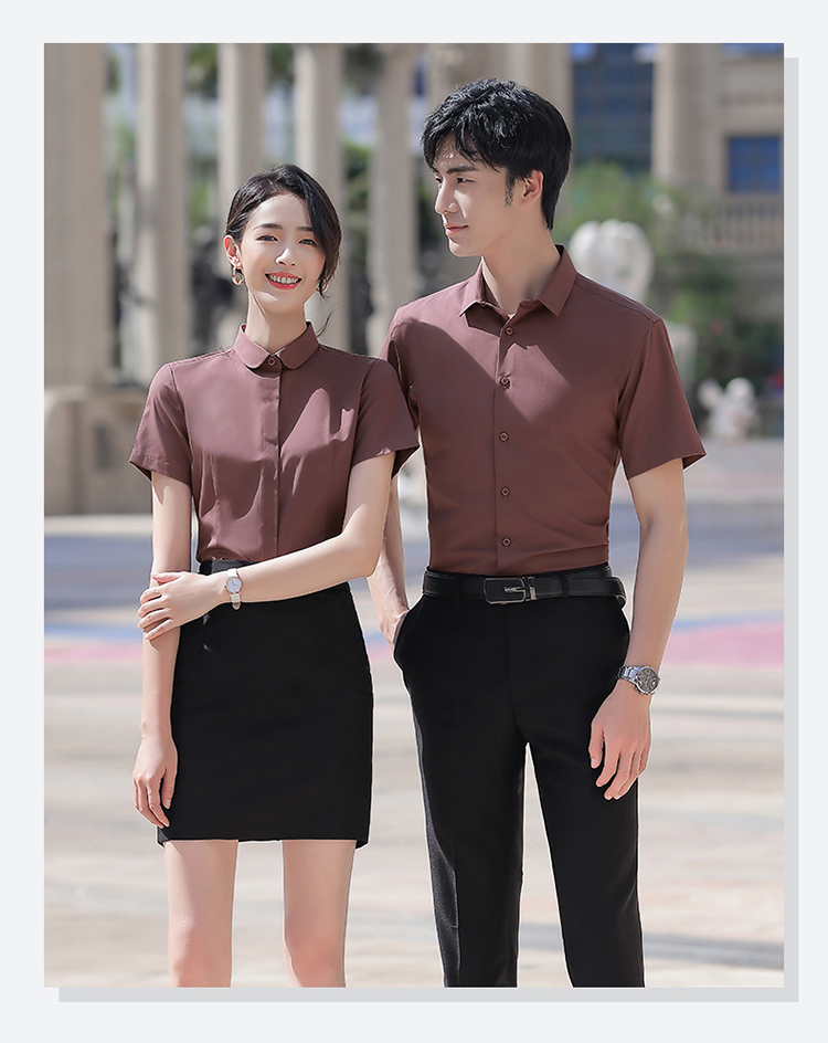 White collar bamboo fiber iron-free short-sleeved shirt 188-8282 men shirt short-sleeved