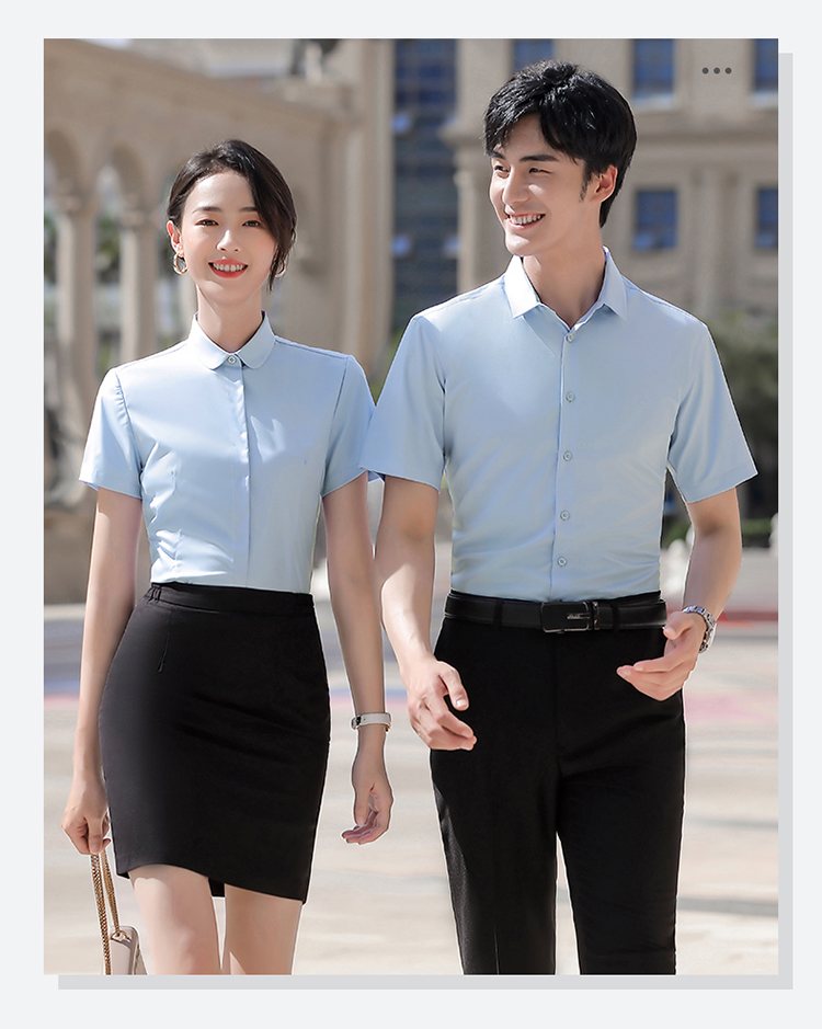 White collar bamboo fiber iron-free short-sleeved shirt 188-8282 men shirt short-sleeved