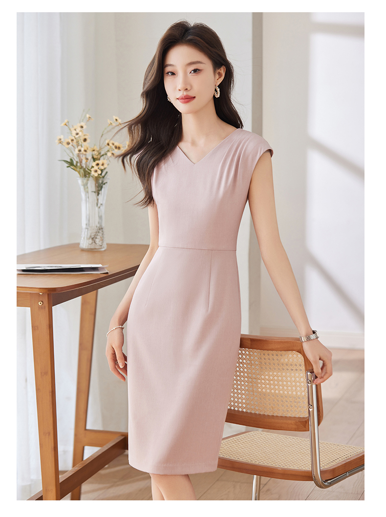 Pleated design soft and comfortable slim fit fashionable commuter dress DB1-209