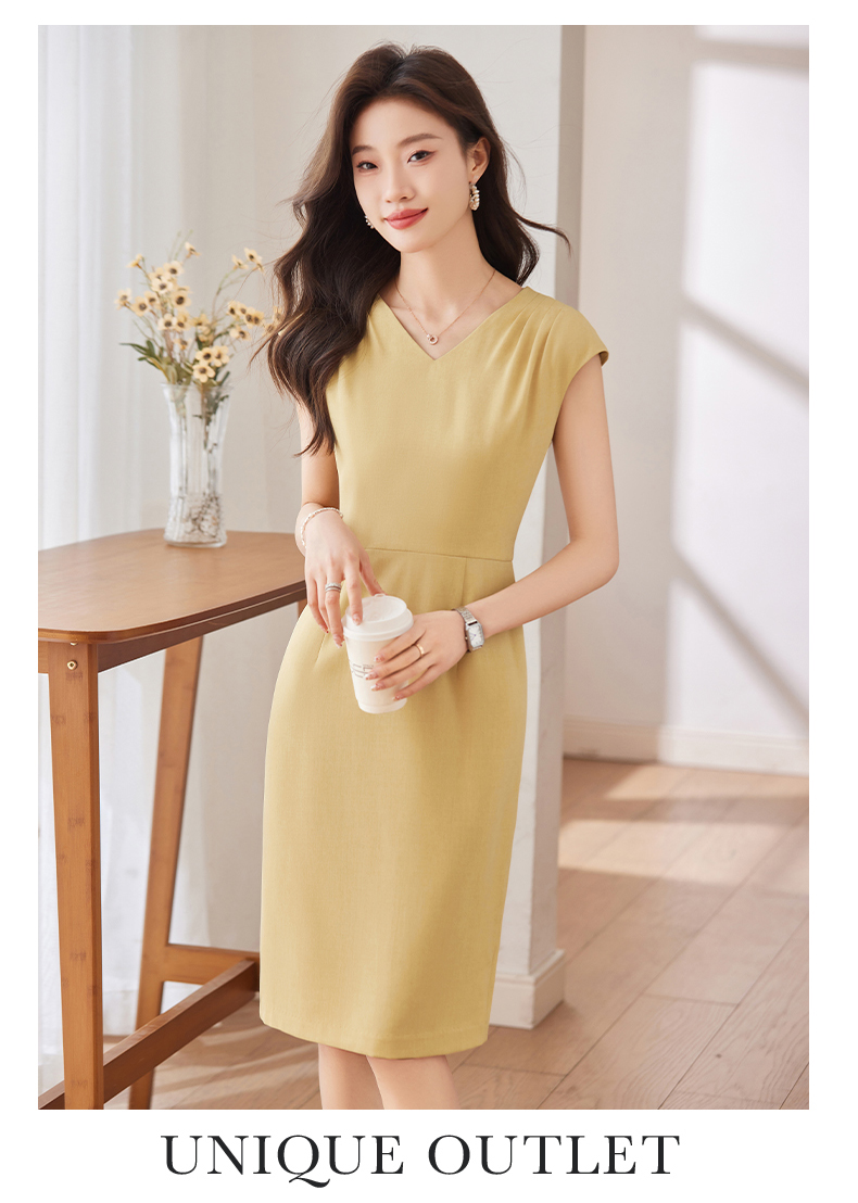 Pleated design soft and comfortable slim fit fashionable commuter dress DB1-209