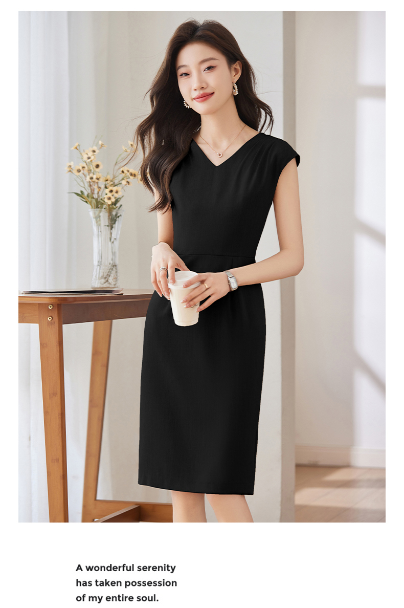 Pleated design soft and comfortable slim fit fashionable commuter dress DB1-209